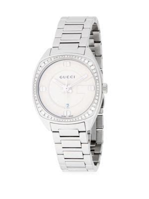 gucci diamond studded white gold bracelet watch|Gucci diamond ladies watch.